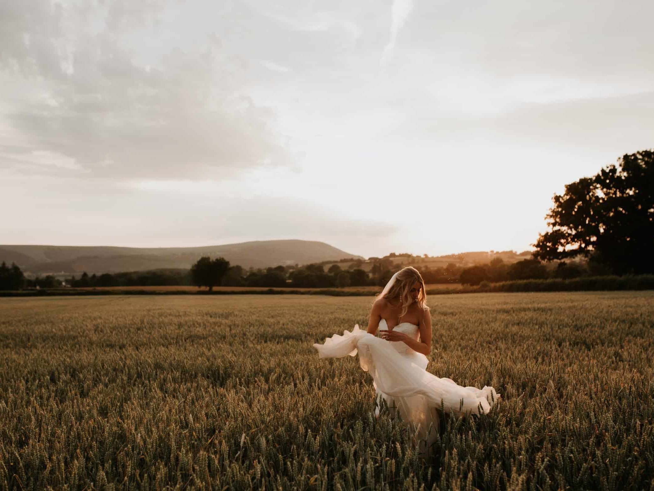 bride in the long grass at sant ffraed house